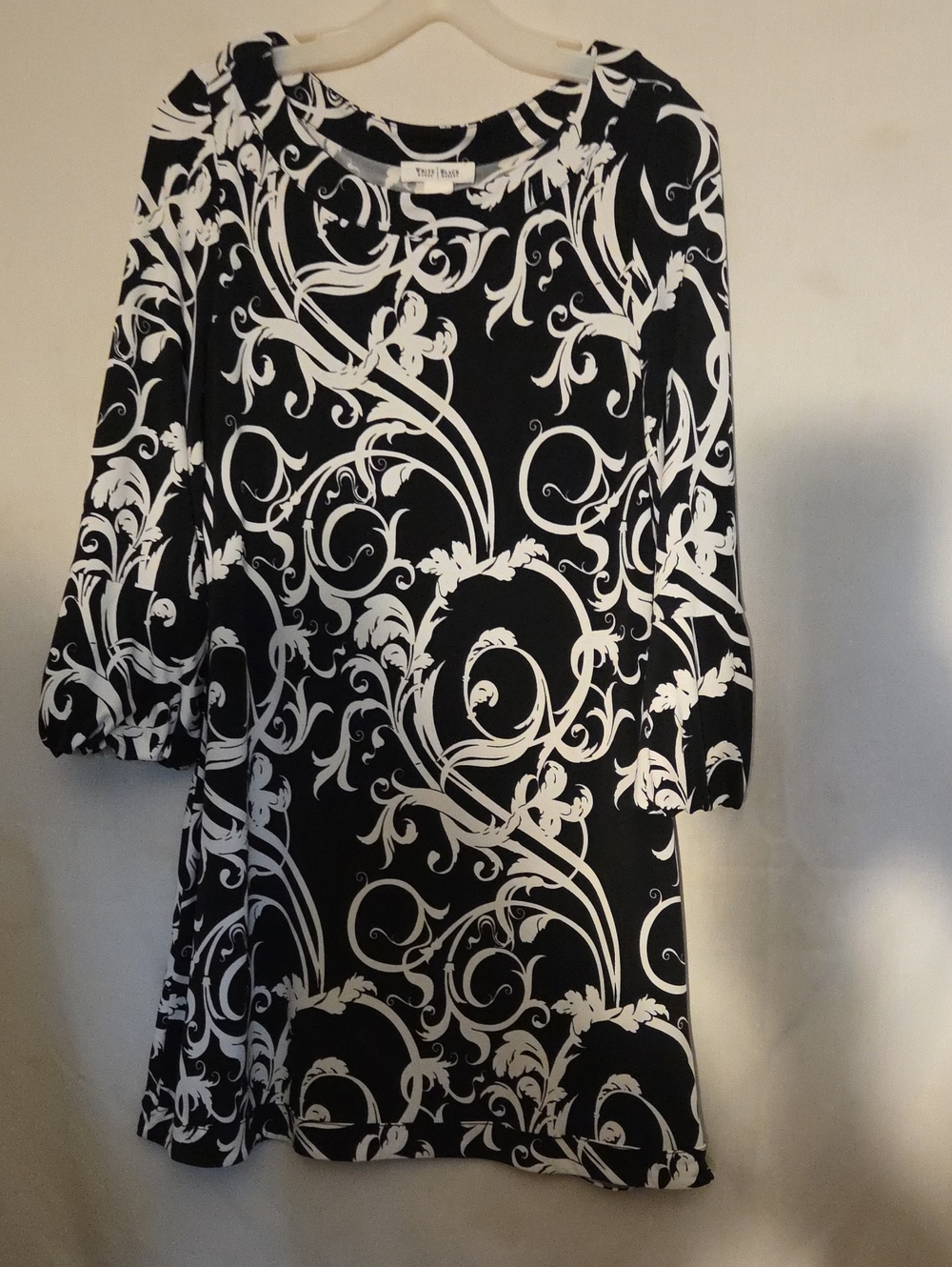 White House Black Market Black and White Swirl Print Dress